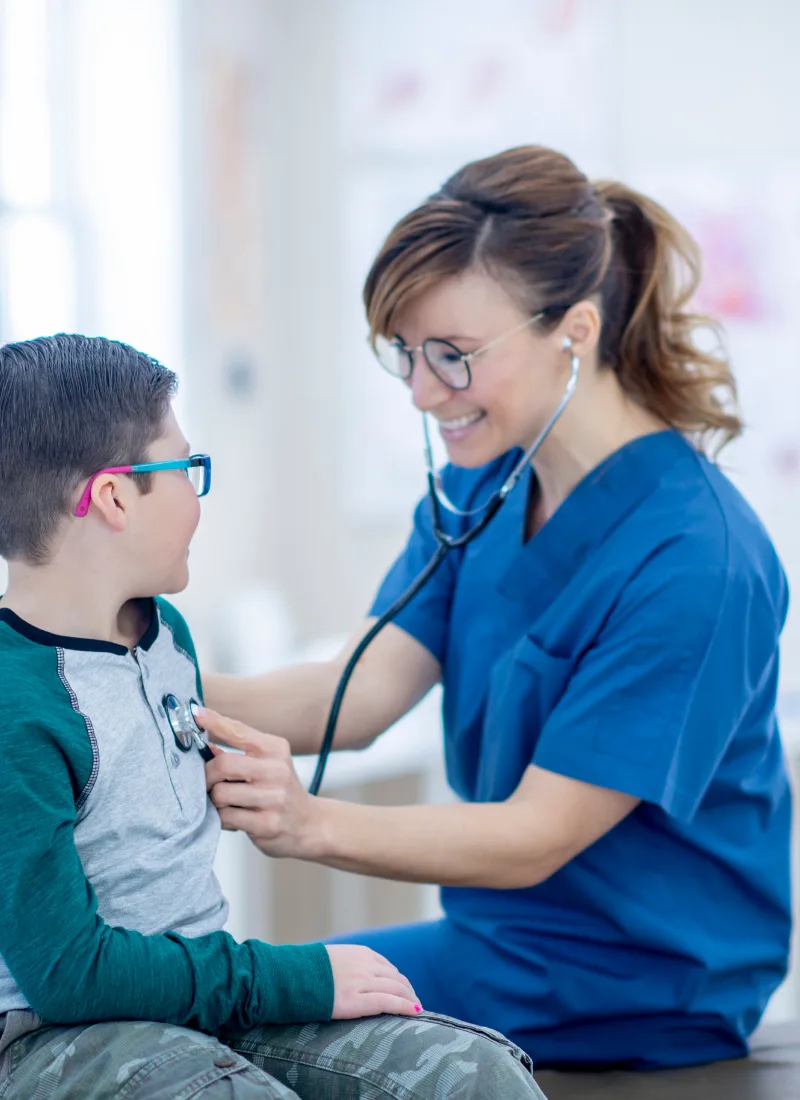 youth physical exam family medicine checkup with stethoscope